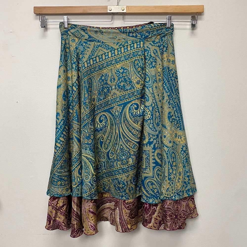 Reversible Wrap‎ Skirt Bohemian Paisley Print Festival Hippie Skirt Theater Play